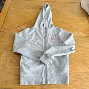 Messi Official Brand Girls Youth‎ XS Hoodie Full Zip Gray Pink Soccer Graphic